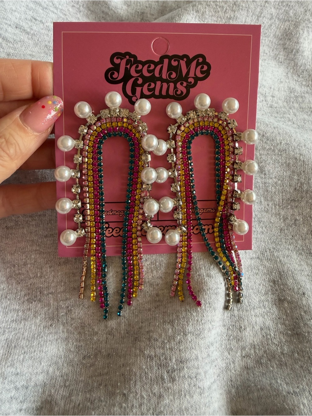 Feed me gems hair candy by Han statement rainbow earrings